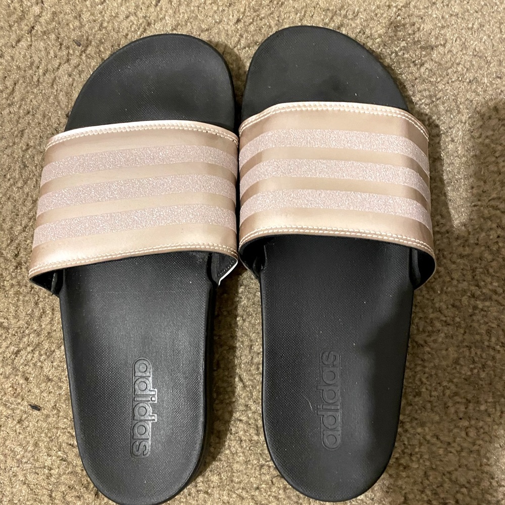 ADIDAS pink sparkly slides